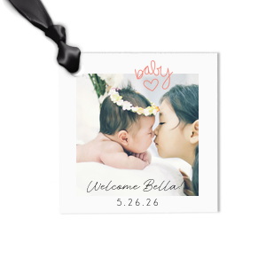 Our beautiful custom White Custom Photo Luggage Tag with Matte Light Coral Ink Digital Print Colors and Matte Black Ink Digital Print Colors has a Baby heart graphic and is good for use in Baby Shower, Hearts themed parties and will look fabulous with your unique touch. Your guests will agree!