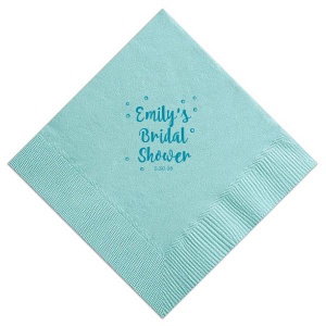 Surround the celebration with joy using the Bubbly Bridal Shower Napkin where champagne bubbles encircle the bride's name and 'Bridal Shower' in a festive dance. Accented with the date, these napkins bring the sparkle of anticipation to her special day.