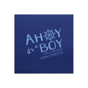 ForYourParty's personalized Dark Turquoise Linen Like Cocktail Napkin with Matte Sunflower Foil has a Nautical graphic and is good for use in Beach/Nautical themed Baby Shower and Sip and See parties and will impress guests like no other. Make this party unforgettable.