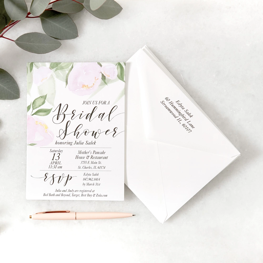 floral wedding shower invitation