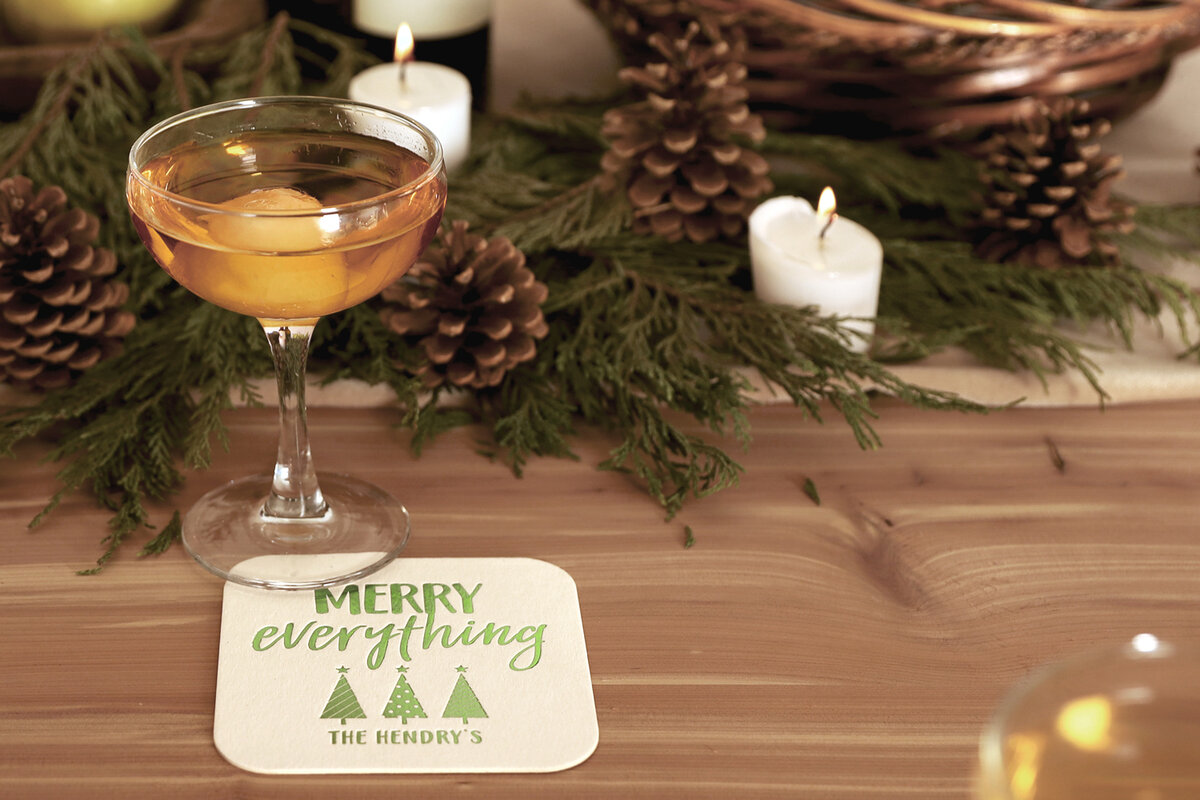 add custom Christmas coasters to your holiday table with For Your Party