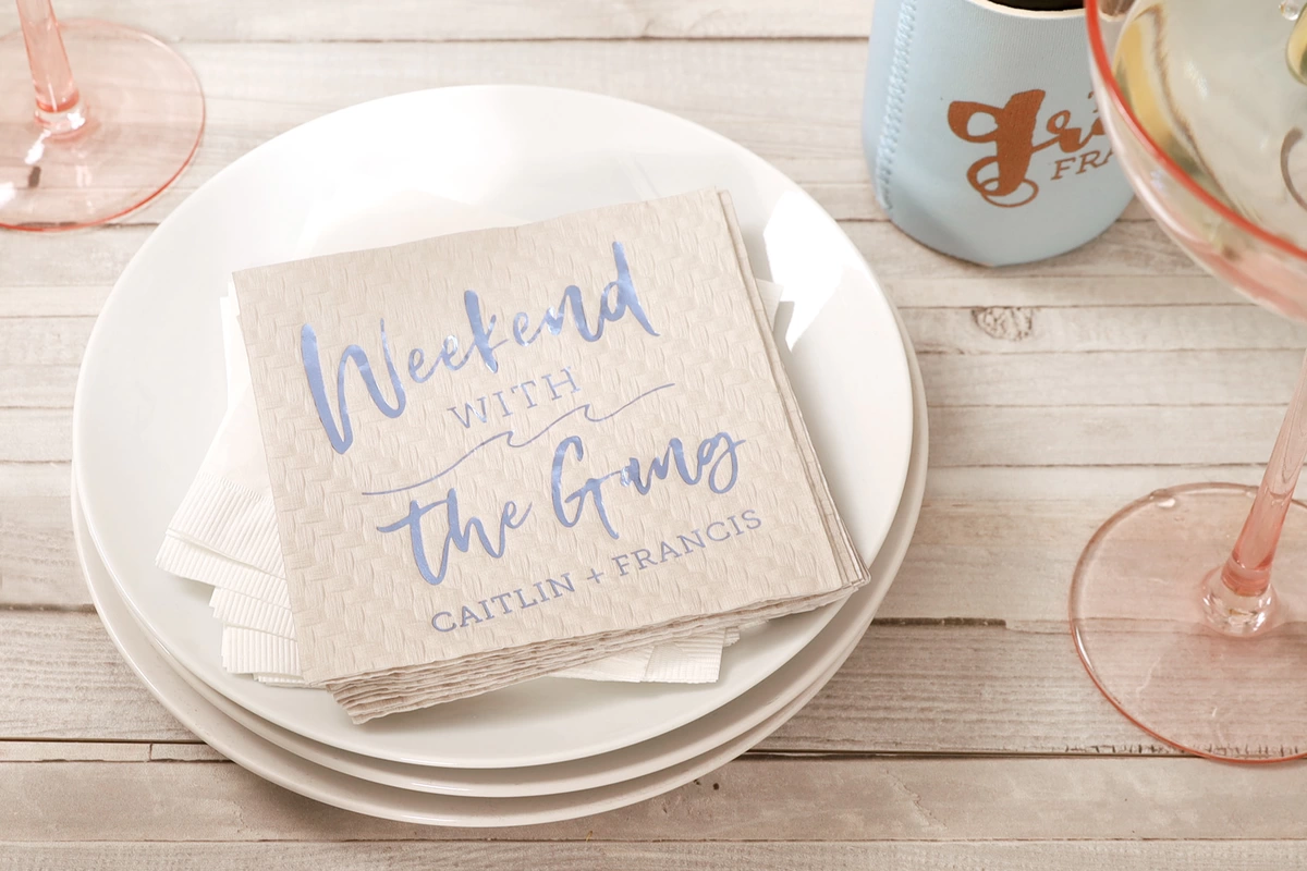 personalized napkins for combined bachelor and bachelorette party