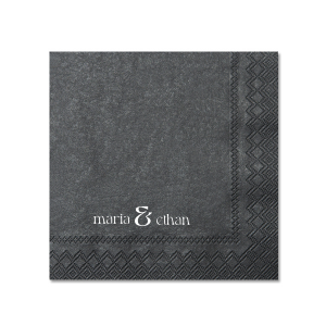Define your wedding tablescape with the Bold Union Ampersand Napkin, where the couple's names are joined by a striking and modern ampersand. This minimalistic design lends a contemporary feel to your marital celebration.