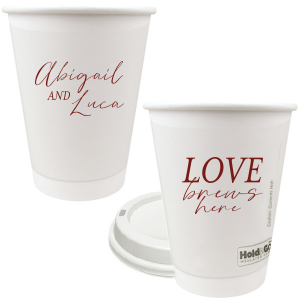 12 oz Paper Cups for Wedding, Custom Wedding Paper Cups