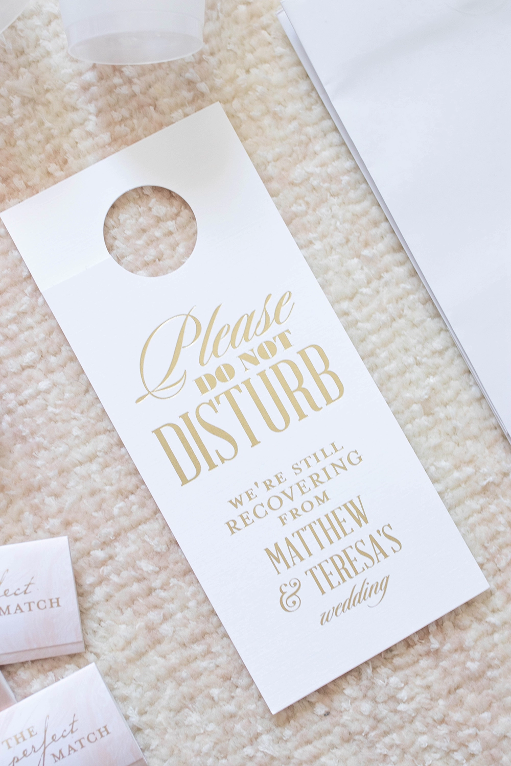 personalized "Do Not Disturb" door hanger for wedding weekend