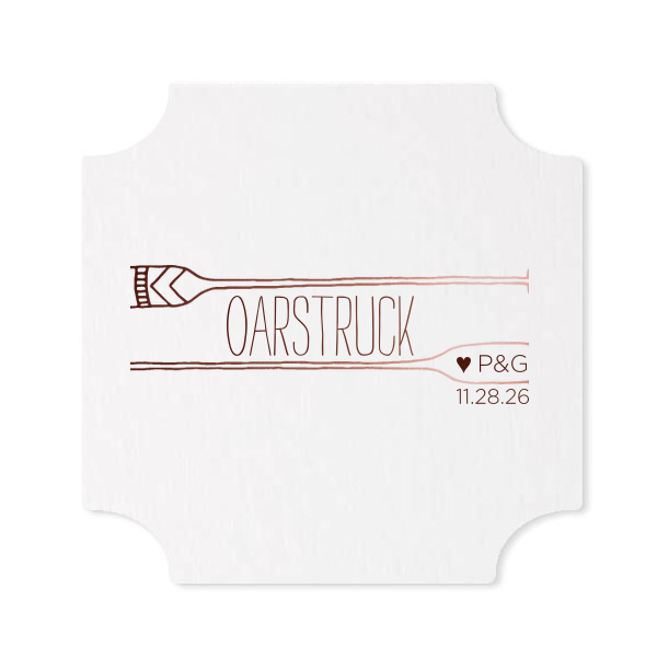 Our beautiful custom Eggshell Square Coaster with Shiny Kiwi / Lime Foil has a Oar Frame graphic and is good for use in Adventure, Outdoor Wedding themed parties and will look fabulous with your unique touch. Your guests will agree!