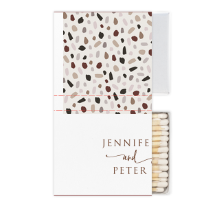 Our beautiful custom White Mini Custom Photo Matchbox with Matte Chocolate Ink Digital Print Colors and Matte Slate Gray Ink Digital Print Colors will add that special attention to detail that cannot be overlooked.