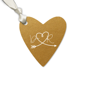 Our personalized Stardream Old Gold Round Gift Tag with Matte White Foil has a Arrow Heart graphic and is good for use in Hearts, Frames, Wedding themed parties and will give your party the personalized touch every host desires.