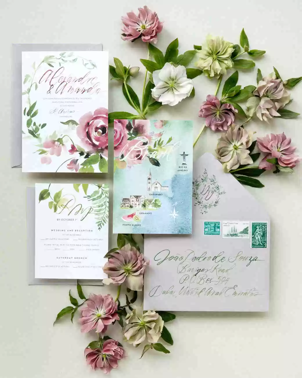 custom floral wedding invitations