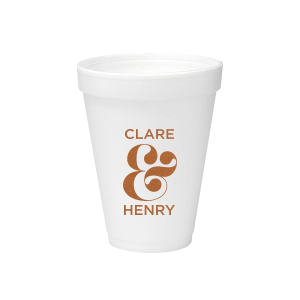 The Bold Ampersand Names Wedding Foam Cup design dazzles with its grand, sculptural ampersand, boldly uniting the couple's names in modern elegance. Its 3D-like artistry pops against the foam, turning every sip into a celebration of togetherness—perfect for wedding showers or the big day itself.