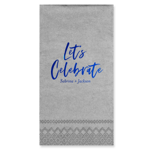 Sprinkle cheer across your tables with the Festive Let's Celebrate Wedding Napkin. Bold and bright script sets off the party vibe, while your names and date below keep the memories close. A spirited touch for a day to remember!