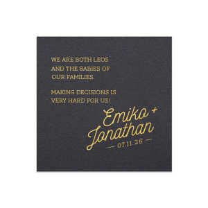 ForYourParty's personalized Navy Cocktail Napkin with Shiny 18 Kt Gold Foil can't be beat. Showcase your style in every detail of your party's theme!