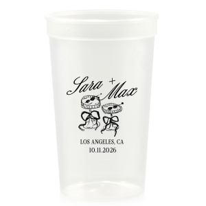 The Wedding Glass & Bow Cup is the must have trendy design for your one of a kind lifetime event. Featuring hand-drawn bows tied around champagne glasses alongside customizable text in the screen printed ink color of your choice to best pair with your party's vibe.