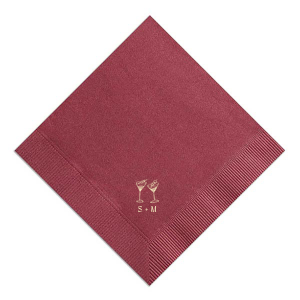 Accent your special event with the sleek Minimal Martini Pair Napkin, featuring a pair of hand-drawn martini glasses in a modern, understated style. Below the artwork, personalize with your initials for a custom touch that's perfect for a wedding toast, engagement celebration, or sophisticated birthday affair.