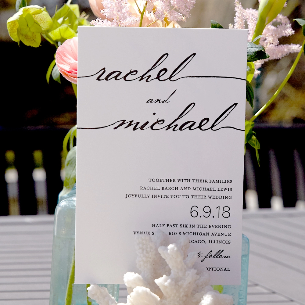 custom designed letterpress wedding invitations by For Your Party