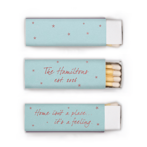 Our personalized Poptone Sky Blue Classic Matchbox with Shiny Rose Quartz Foil will give your party the personalized touch every host desires.