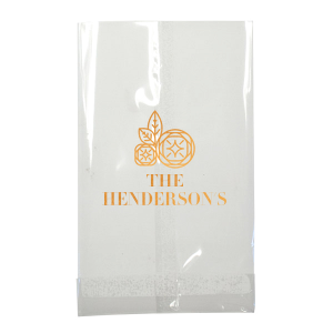Personalized White Goodie Bag with Shiny Copper Foil Color has a Geo Flowers graphic and is good for use in Floral themed parties and can be personalized to match your party's exact theme and tempo.