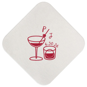Everyone is unique, so make your party unique with the His & Hers Cocktails Coaster.  The elegant design exemplifies the unique coupling of beverages just like your relationship. Perfect for anniversaries, engagements, wedding or even home entertainment, the customizable design is sure to fit your next special event. 