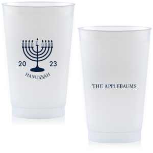 Our custom Matte Navy Ink 16 oz Frost Flex Cup with Matte Navy Ink Print Color has a Menorah graphic and is good for use in Jewish Symbols, Holiday themed parties and couldn't be more perfect. It's time to show off your impeccable taste.