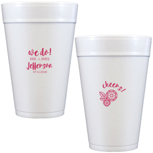 Custom Matte Plum Ink 16 oz Styrofoam Cup with Matte Plum Ink Cup Ink Colors has a Geo Flowers graphic and is good for use in Floral themed parties and can't be beat. Showcase your style in every detail of your party's theme!