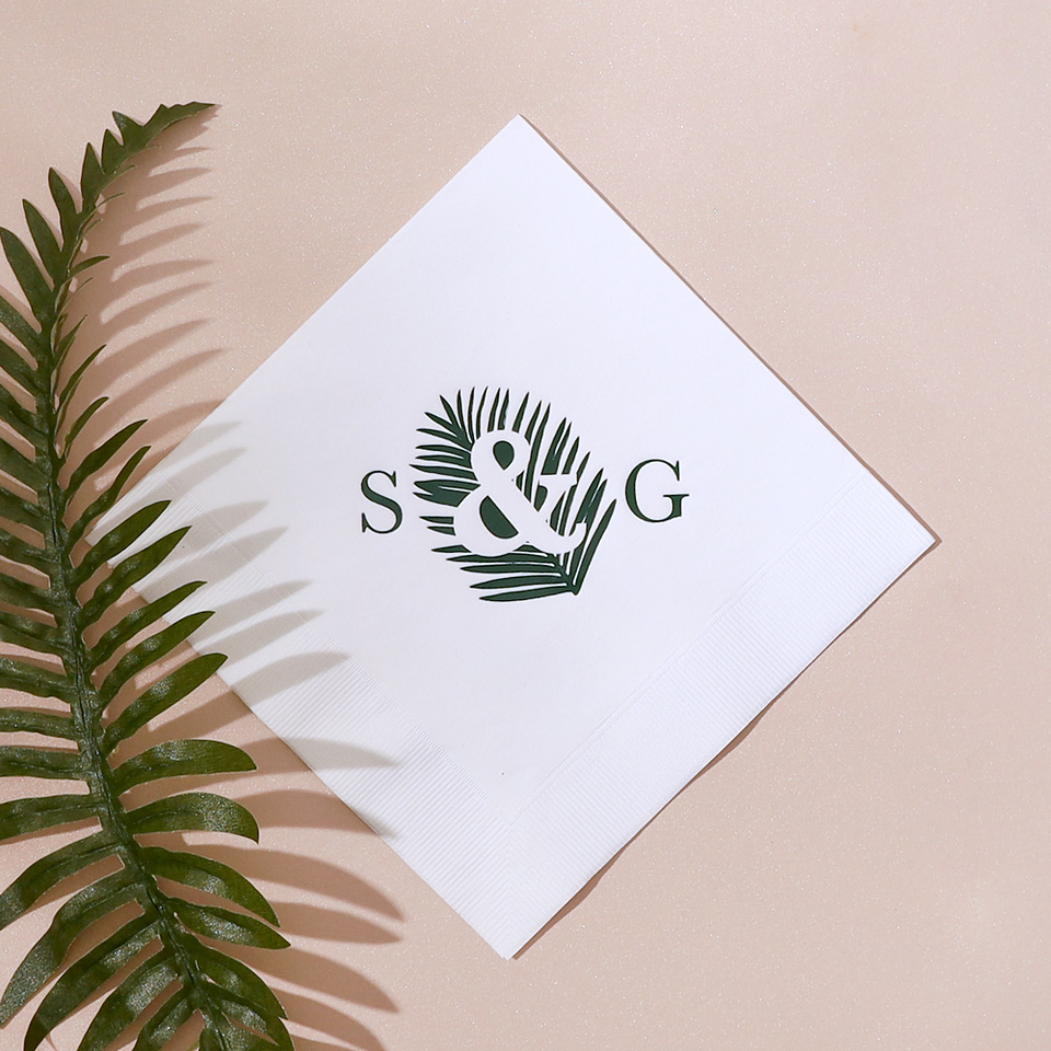 Leaf Ampersand Initials Napkin