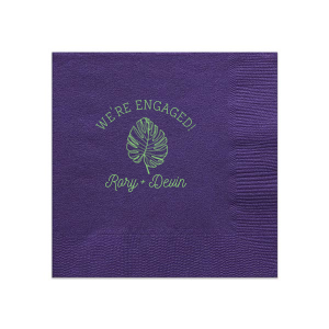 Announce your engagement with the We’re Engaged! Palm Leaf & Names Napkin. Featuring an artistic palm leaf symbolizing victory, peace, and eternal life, this design captures the joy of your exciting news. With the couple’s names below, it’s a beautiful way to celebrate your love story.