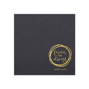 Our custom Soft Black Luncheon Napkin with Shiny 18 Kt Gold Foil has a Circle Doodle Frame graphic and is good for use in Frames themed parties and will look fabulous with your unique touch. Your guests will agree!