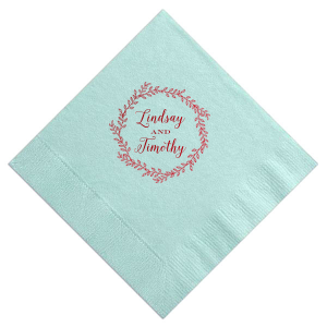 Leafy loops and elegant script unite on the Sweet Wreath Napkin, infusing your festivity with a dash of natural whimsy. It's the perfect blend of foliage and love for your special day's decor.