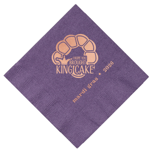 Celebrate Mardi Gras in style with this custom Mardi Gras napkin. Featuring a fun king cake graphic, this napkin will be a hit at your party. 