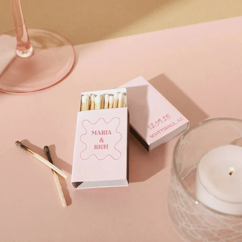 Custom printed matchboxes printed in Pink