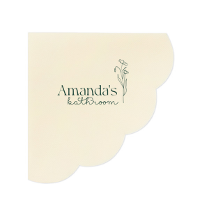 Personalize your powder room with the Blooming Bathroom Script Napkin, adorned with your name beside a beautiful floral graphic. This whimsical script adds a flourish of elegance to your guest bathroom experience.