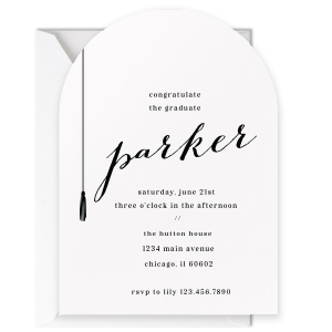 Celebrate the graduate with this chic graduation letterpress invitation. Featuring a minimalist tassel design, this invite will set the tone for your event. 