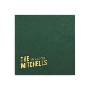 This minimal napkin is perfect for a wedding or entertaining at home. Include your family event and date. 