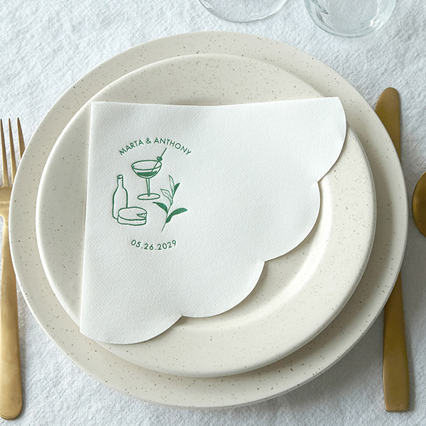 Square Left Scalloped Luncheon Napkin