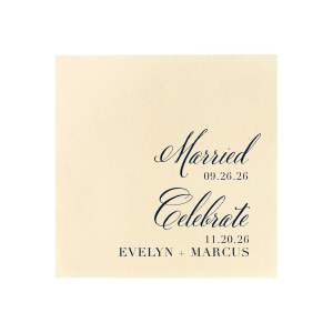 Our custom Woven Stone Woven Cocktail Napkin with Matte Navy Foil are a must-have for your next event—whatever the celebration!