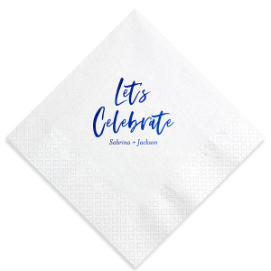 Sprinkle cheer across your tables with the Festive Let's Celebrate Wedding Napkin. Bold and bright script sets off the party vibe, while your names and date below keep the memories close. A spirited touch for a day to remember!