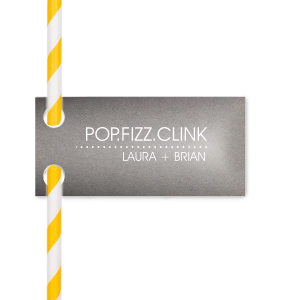 Elevate any beverage with the Pop Fizz Clink Straw Tag, where the celebratory chorus rings out above a cascade of bubbles. It's a whimsical nod to jubilant moments, complete with the couple's name for a personalized twist on raising a glass.