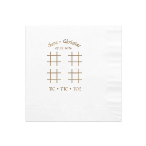 Delight guests with the Nuptial Tic-Tac-Toe Game Napkin, perfect for interactive fun at your celebration. Personalize with your special date and names for a playful twist. A charming addition to any wedding or event table.