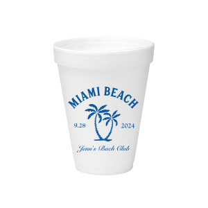 Savor the seaside festivities with the Bachelorette Beach Party Palm Breeze Cup, personalized with the bachelorette's name in a sophisticated script, her party's locale, and the date, all surrounding the sway of a tropical palm tree graphic. A refreshing choice for "The Last Splash" bachelorette celebration.