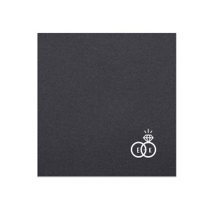 Celebrate unity with the Diamond Ring Initials Wedding Napkin. This elegant design intertwines a sparkling diamond and a classic band, symbolizing an unbreakable bond. Each circle cradles the couple's initials, beautifully illustrating their joined lives. Perfect for weddings, it's a sophisticated emblem of love and commitment.