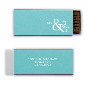 Illuminate your union with the Mr. & Mrs. Matchbox. Bold, artistic ampersand connecting two paths into one. An elegant statement for your special day, these matchboxes carry the spark of your new beginning, perfect for wedding celebrations.