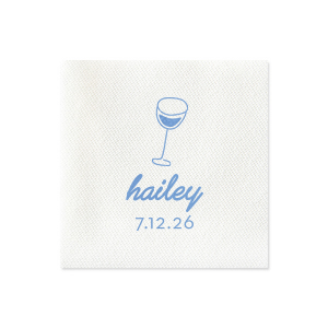 Present a touch of minimalist sophistication with the Minimal Bridal Shower Wine Glass Napkin, showcasing a bold line drawing of a wine glass. Below, add a personalized touch with the bride-to-be's name in a modern script, while the event date is tastefully displayed in a contemporary serif font. A perfect complement to a chic and stylish bridal shower.