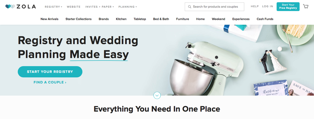 zola wedding planning website