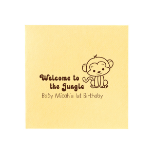 ForYourParty's chic Kiwi Cocktail Napkin with Matte NEW Chocolate Foil has a Baby Monkey graphic and is good for use in Baby Shower, Baby Animals themed parties and will give your party the personalized touch every host desires.