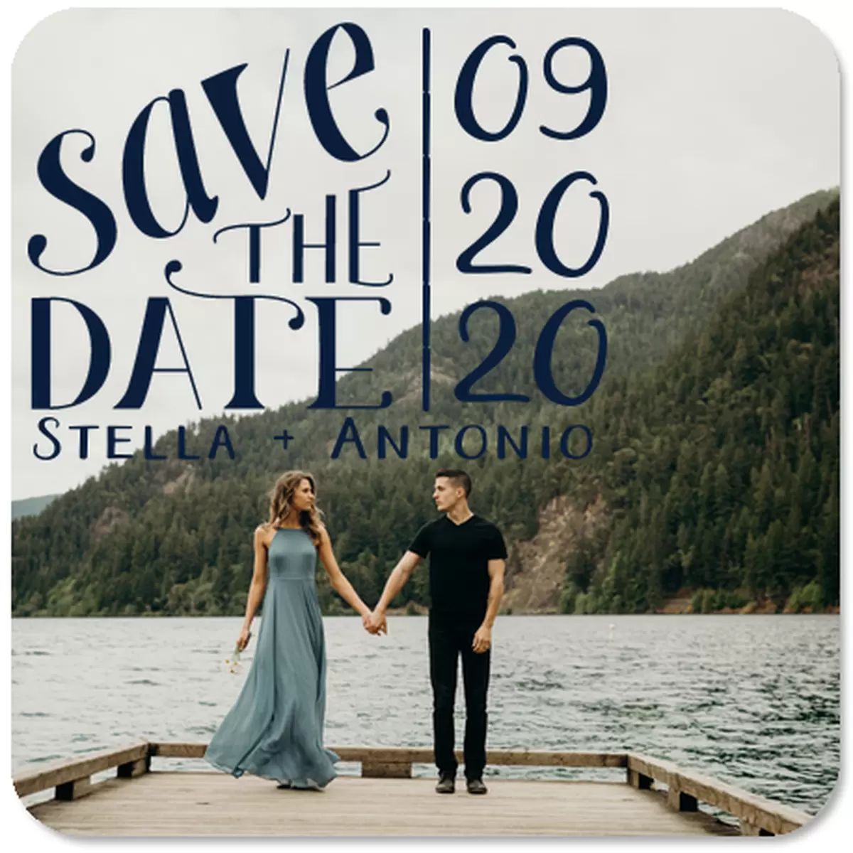 save the date wedding coasters with engagement images