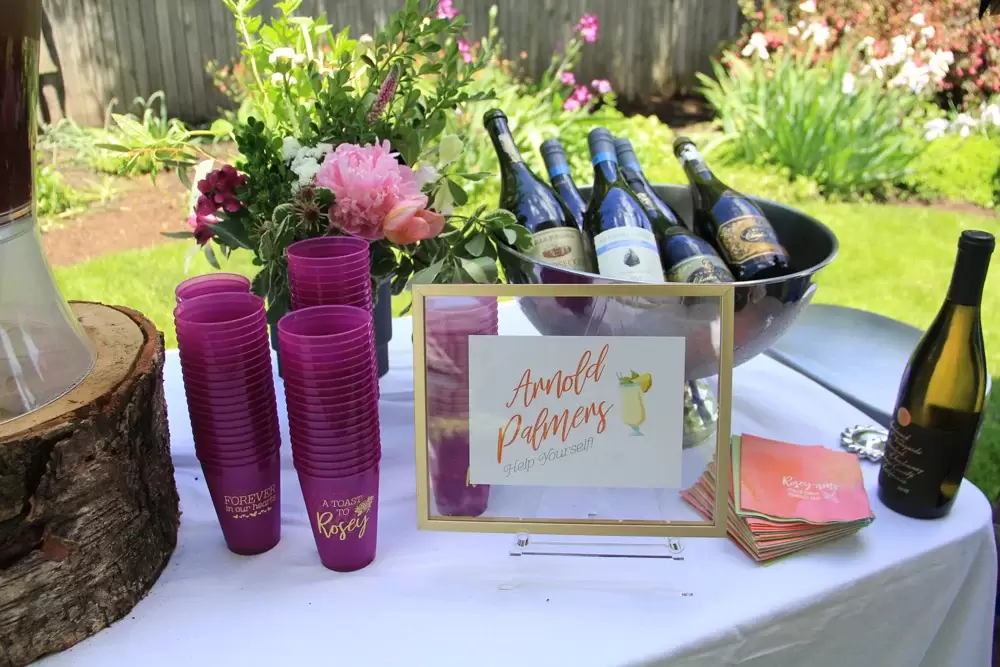 arnold palmer party bar with personalized cups