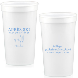 The Bride To Be Après Cup is perfect for destination bachelorette parties! Memorialize your special event with a high quality cup of your style choice printed in the color that best matches your taste. Personalize the text to convey all the important details and any well wishes for honored guests.