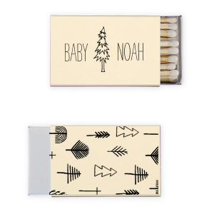 The ever-popular Natural Kraft 30 Strike Matchbook with Matte White Foil has a Pine Tree graphic and a Triangle Pattern graphic and is good for use in Accents, Full Bleed, Trendy themed parties and will look fabulous with your unique touch. Your guests will agree!