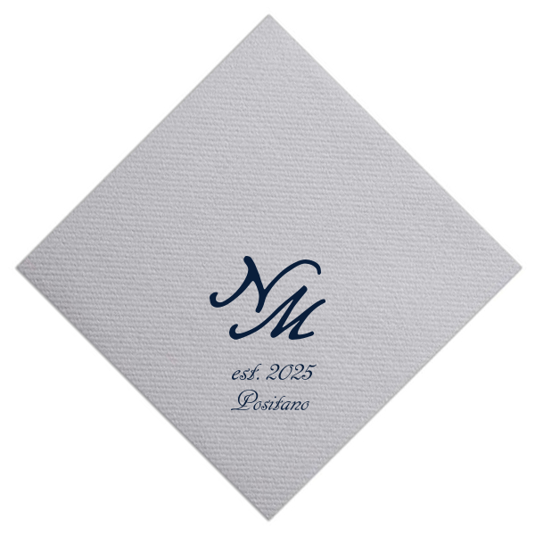 Elegant and simple, this personalized napkin is perfect for your event. Customize this wedding product with your initials, the date, and location of your wedding.