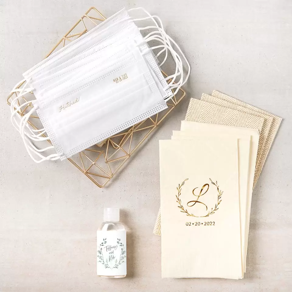 Customized Wedding Hand Sanitizer + Disposable Face Masks
